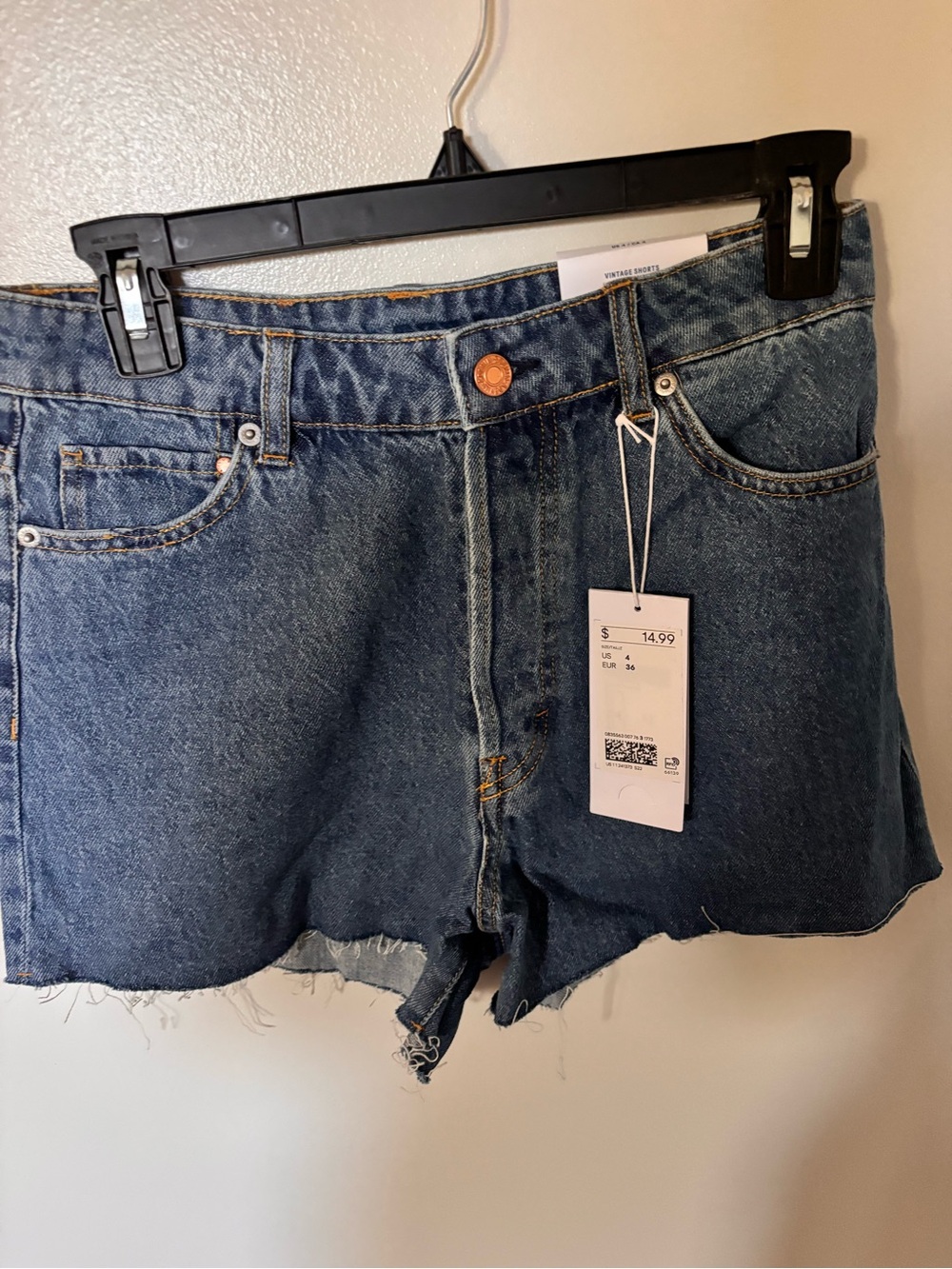 H&M Blue Denim Cutoff Shorts with Frayed Hem